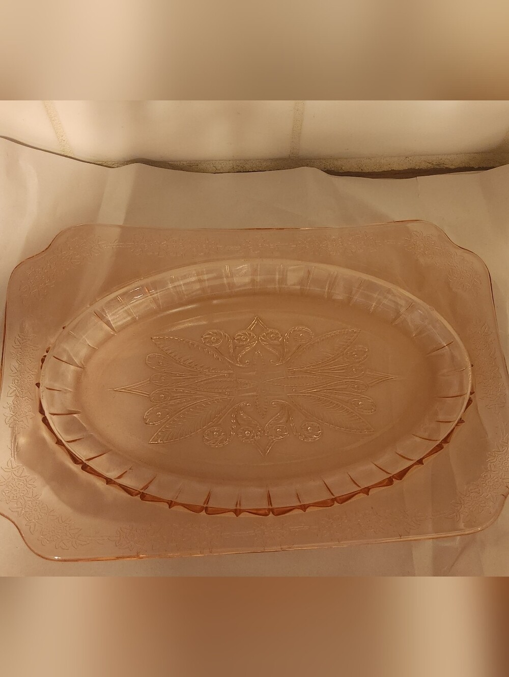 Vintage Jeanette Glass Adam Pink Depression Glass Serving Platter